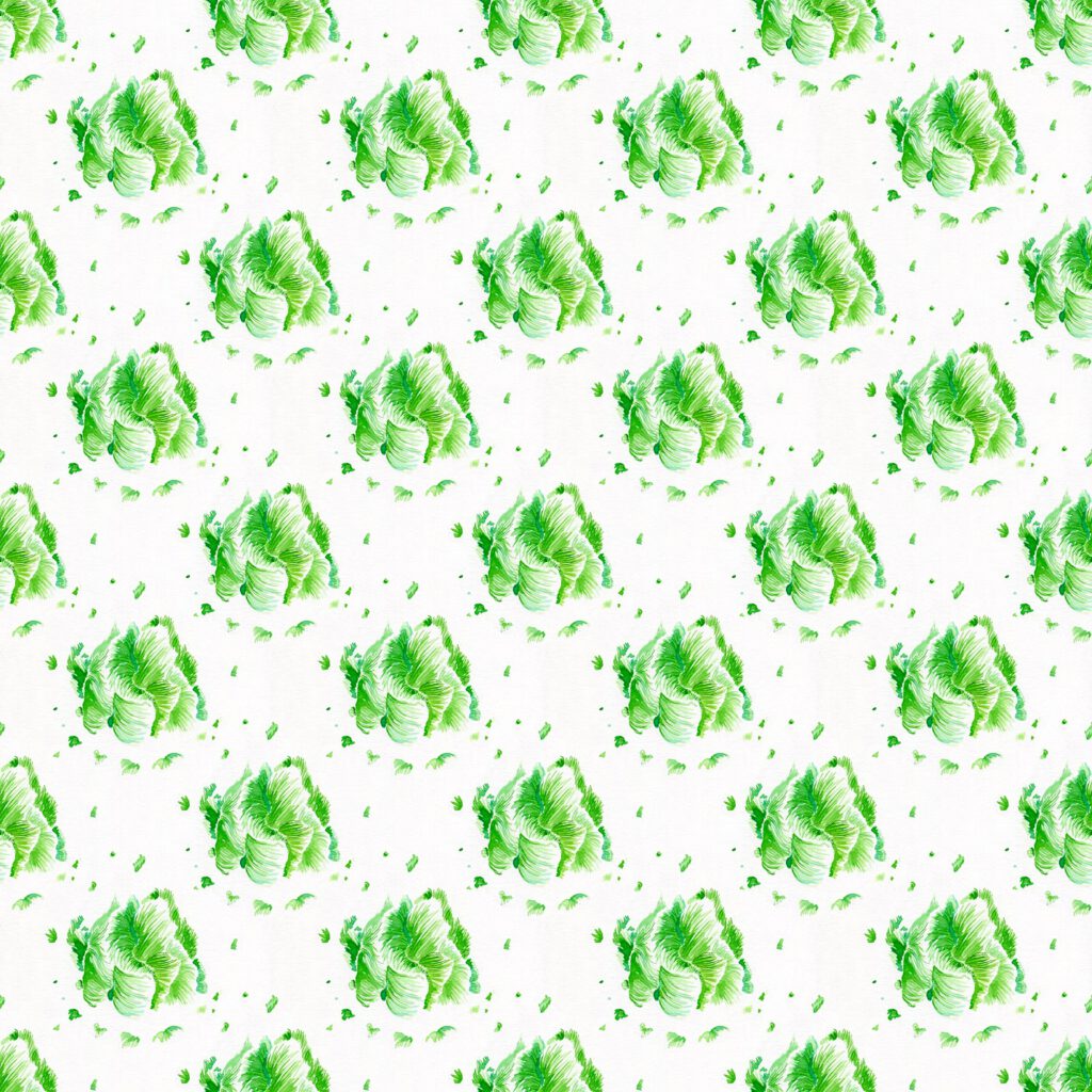 Repeating pattern of green parrot tulips