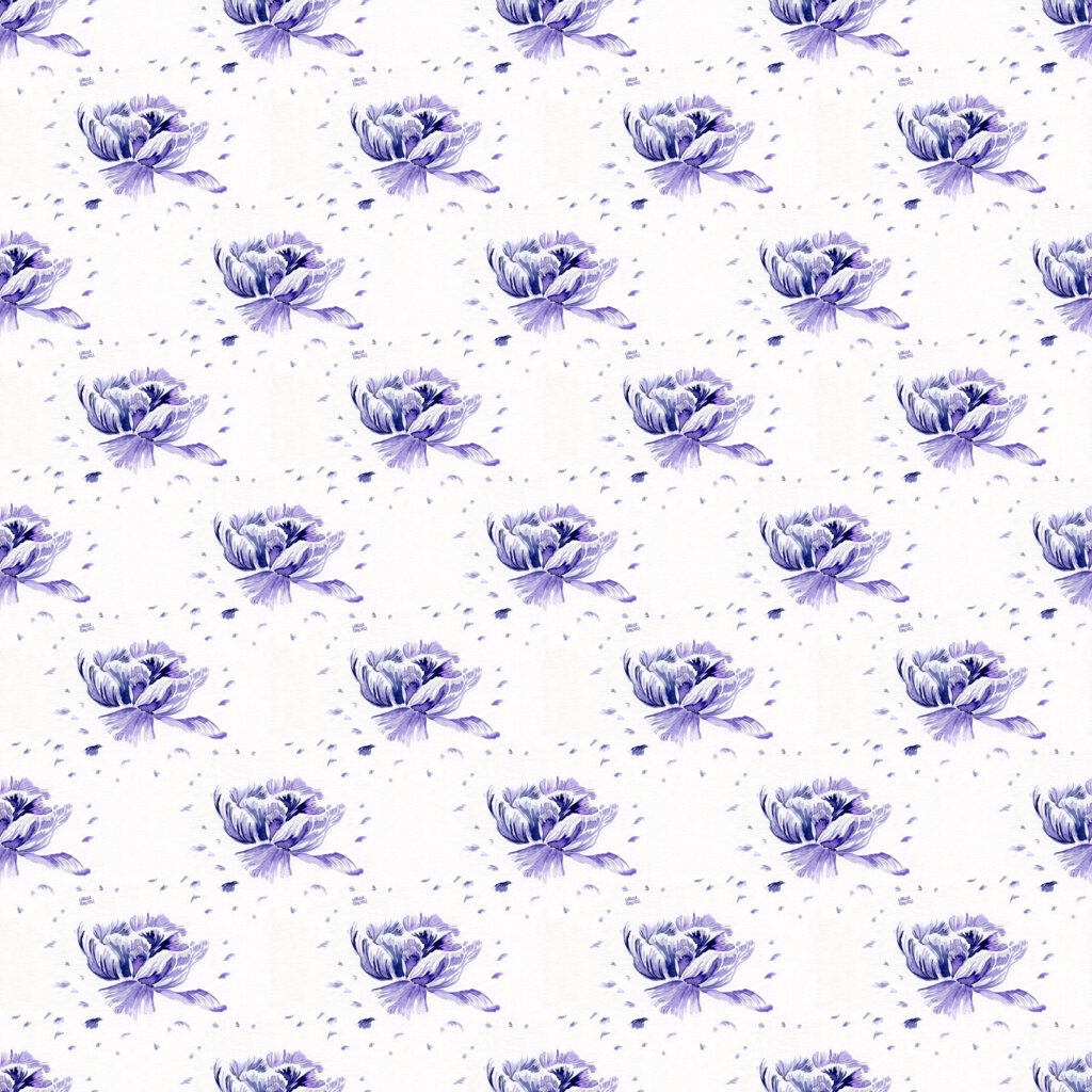 Repeating pattern of violet tulips